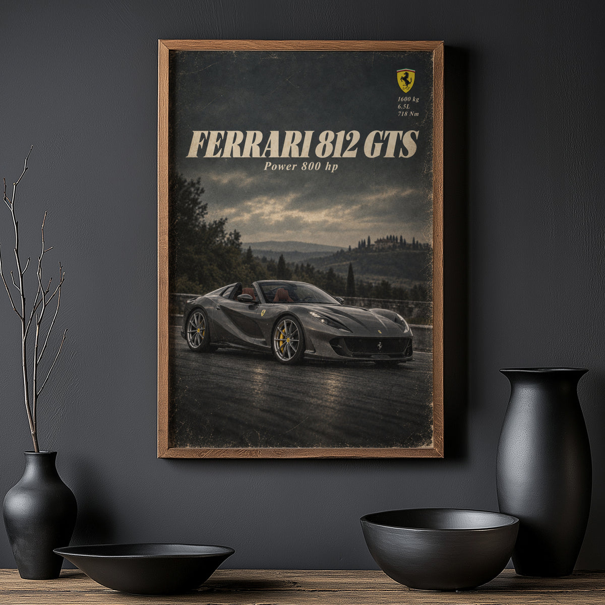 Vintage Ferrari Print, Supercar Wall Art