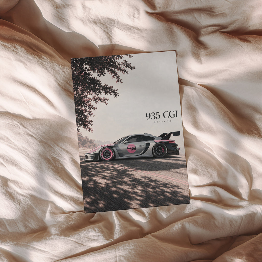 Vintage Porsche 935 CGI Print, Racing Car Art
