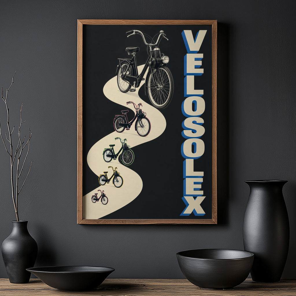 Vintage Velosolex Poster, Moped Wall Art, Cycling Print