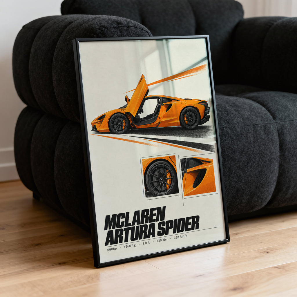 Vintage McLaren Artura Spider Print, Car Wall Art
