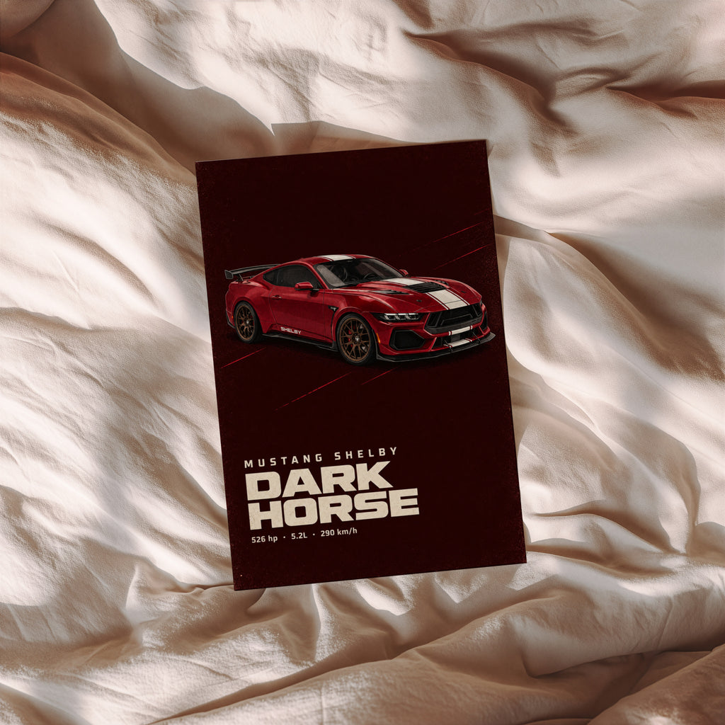 Vintage Mustang Shelby Dark Horse Print, Car Art