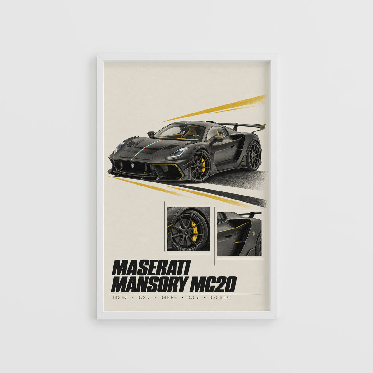 Vintage Print, Maserati Mansory MC20 Car Art