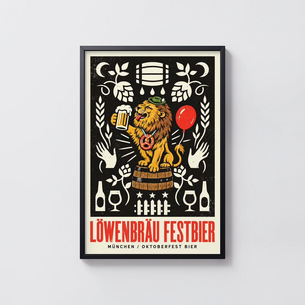 Vintage Lowenbrau Beer Print, Oktoberfest Poster