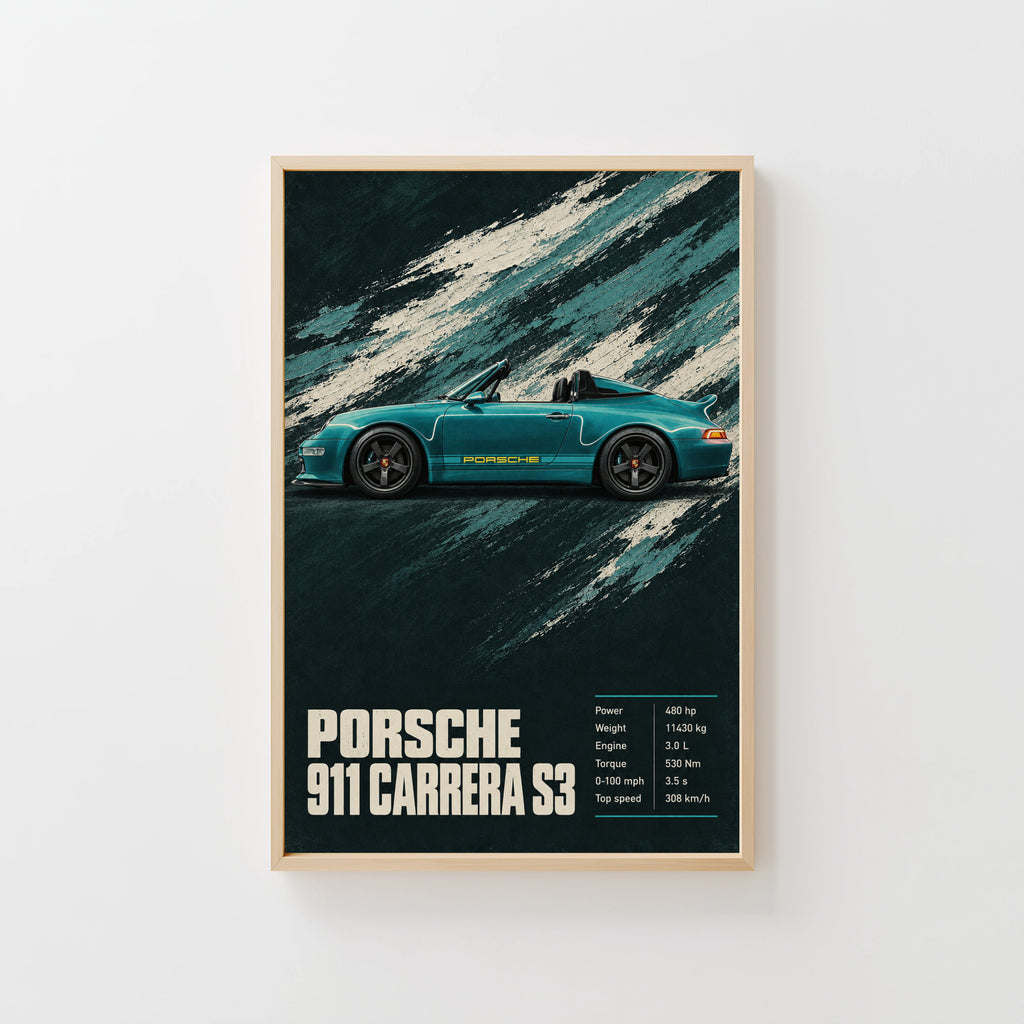 Vintage Print, Porsche 911 Carrera S3 Wall Art