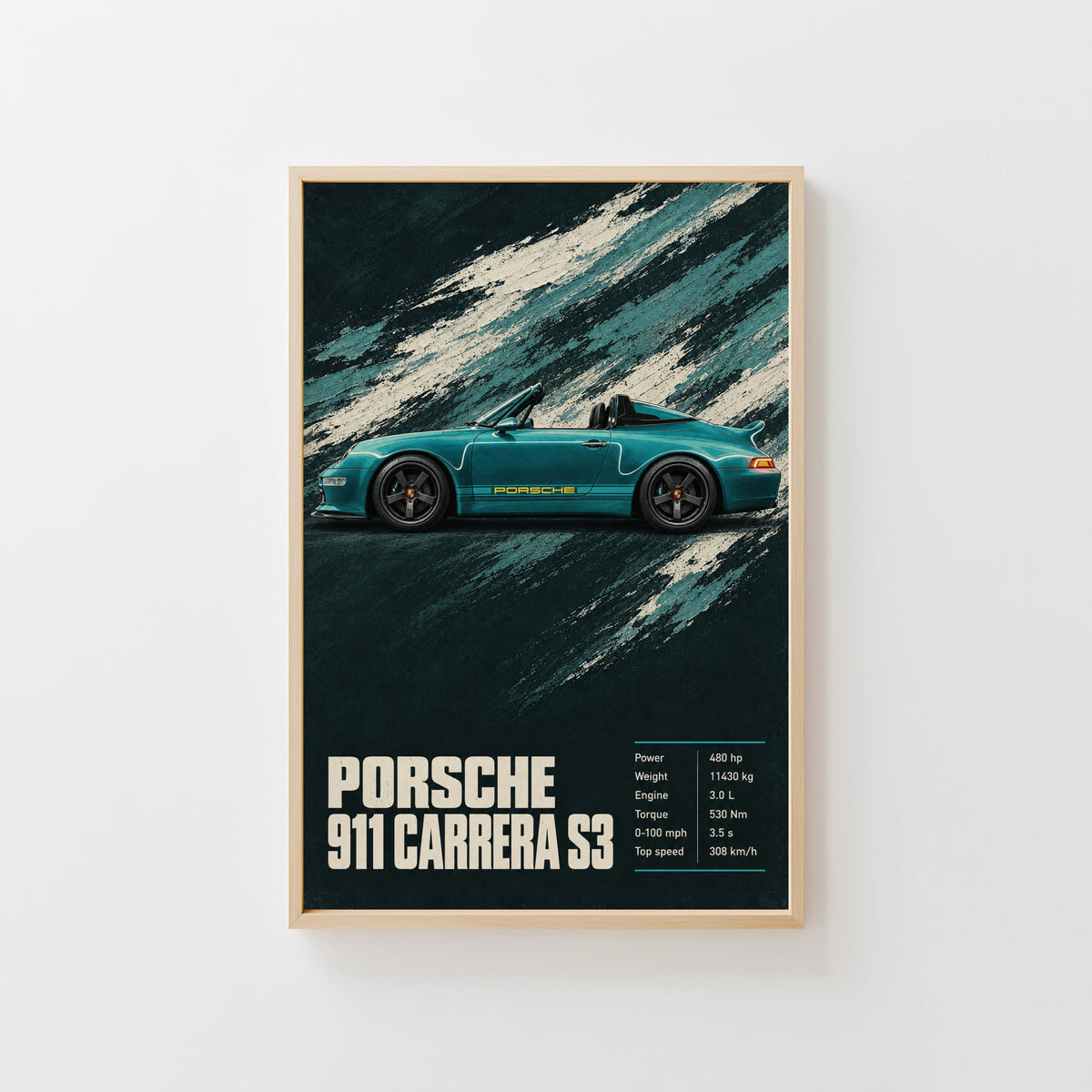 Vintage Print, Porsche 911 Carrera S3 Wall Art
