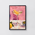 Vintage Cocktail Print Poster, Pink Kitchen Wall Art