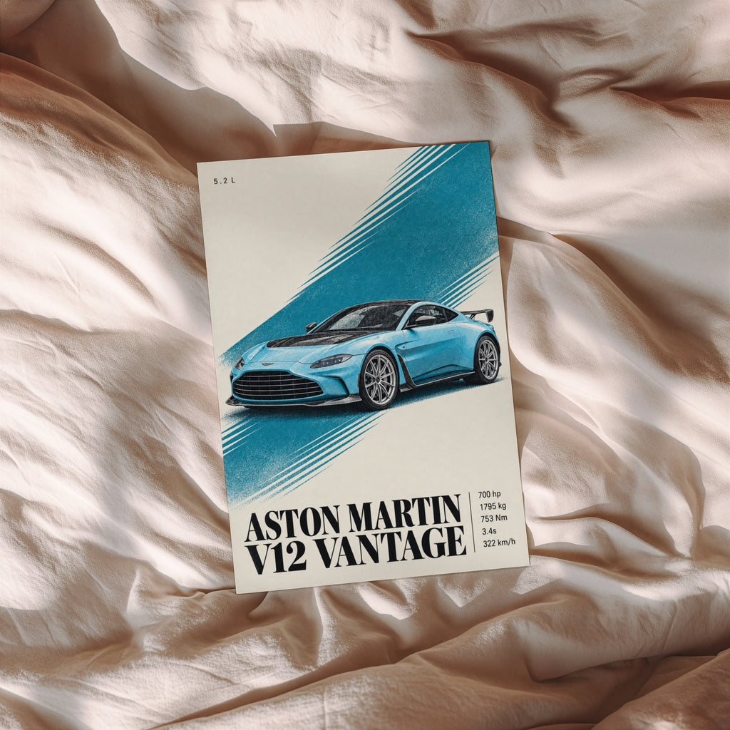 Vintage Aston Martin V12 Vantage Print, Car Art