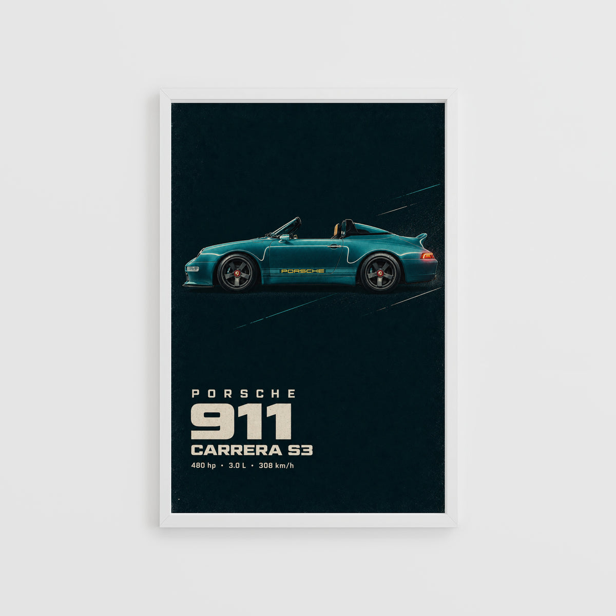 Vintage Porsche 911 Print, Car Wall Art