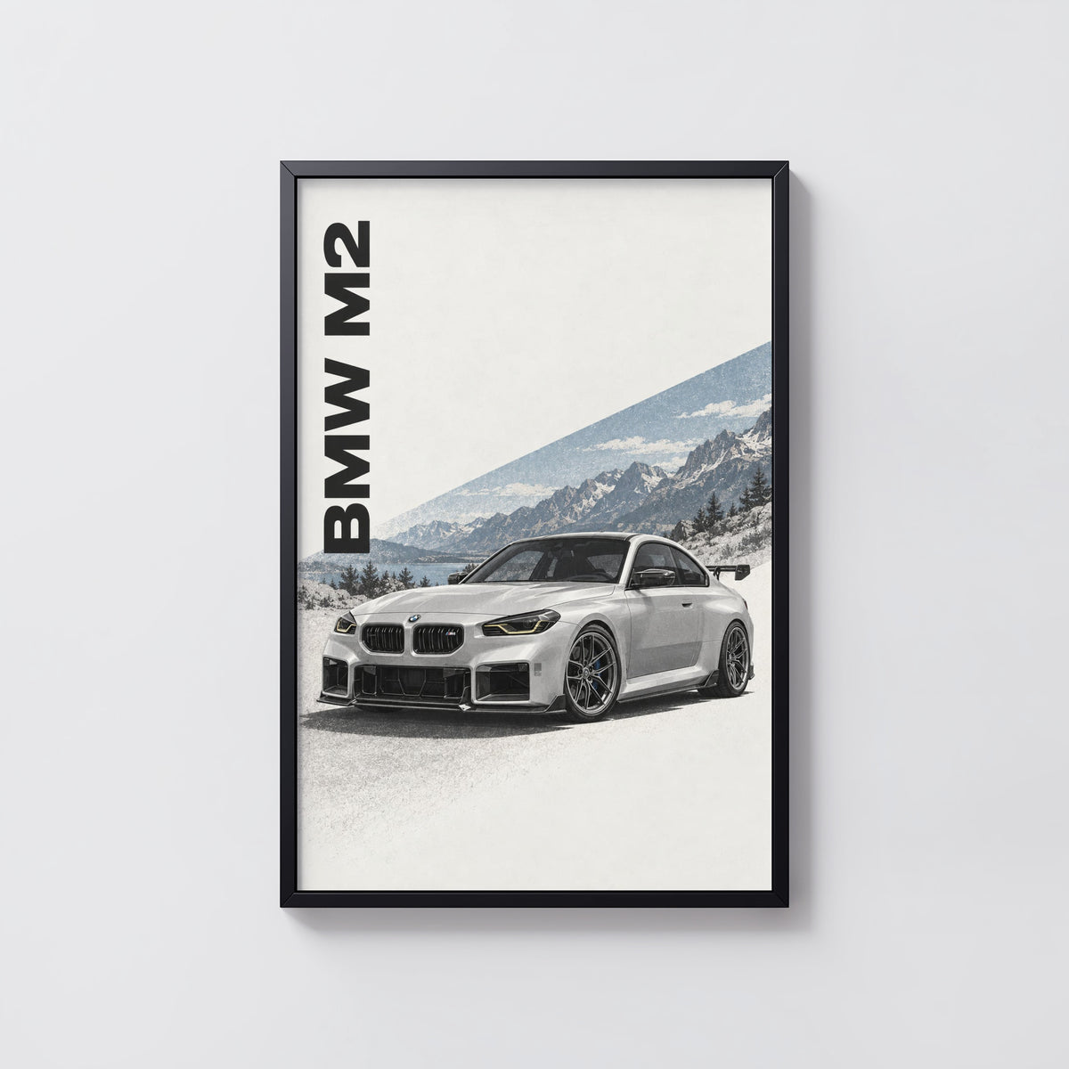 Vintage BMW M2 Print, Mountain Car Wall Art