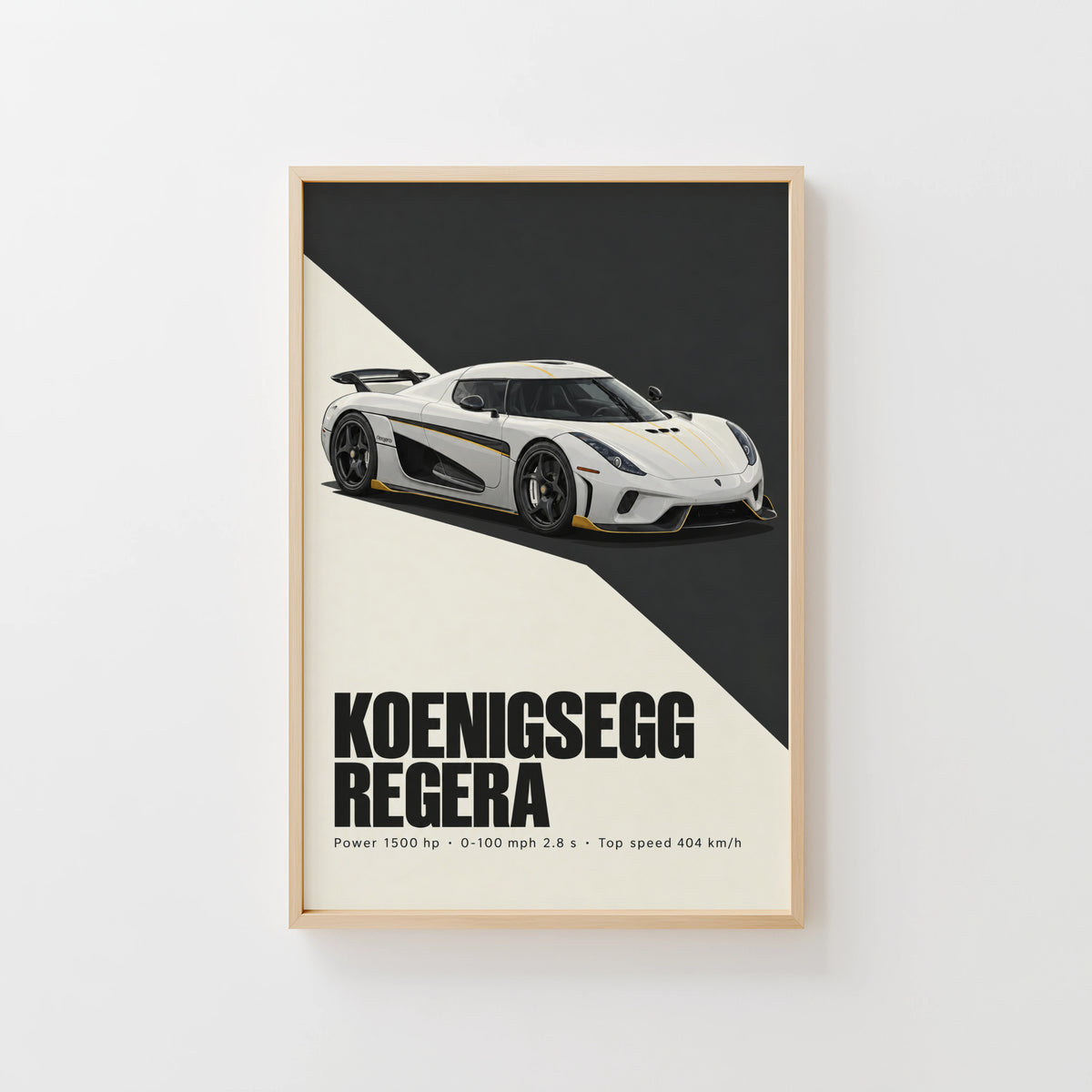 Vintage Koenigsegg Regera Print, Supercar Wall Art