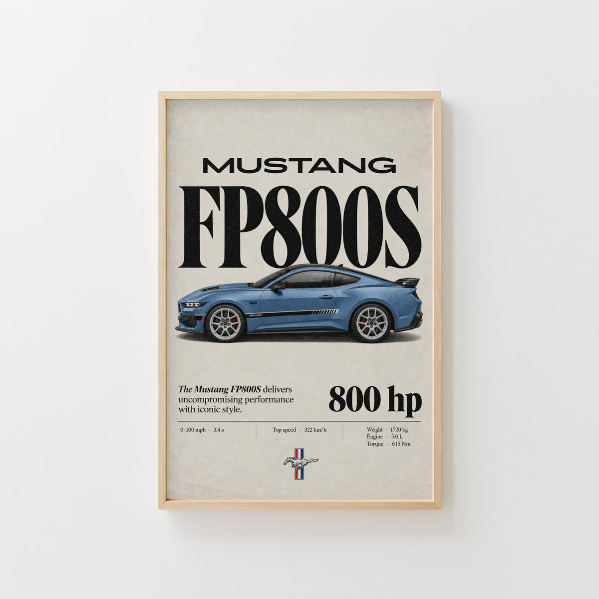 Vintage Mustang FP800S Print, Car Wall Art