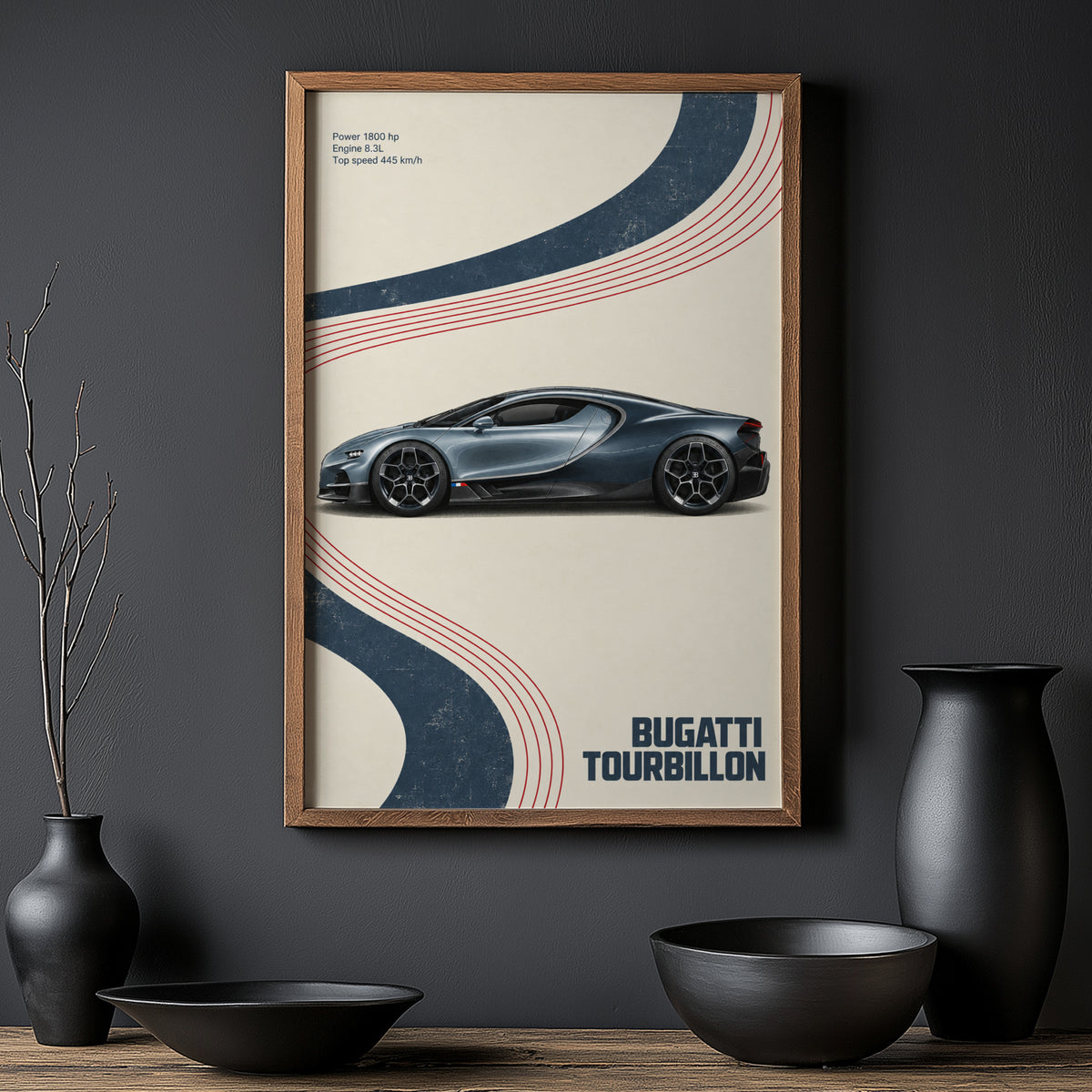 Vintage Bugatti Tourbillon Print, Car Wall Art
