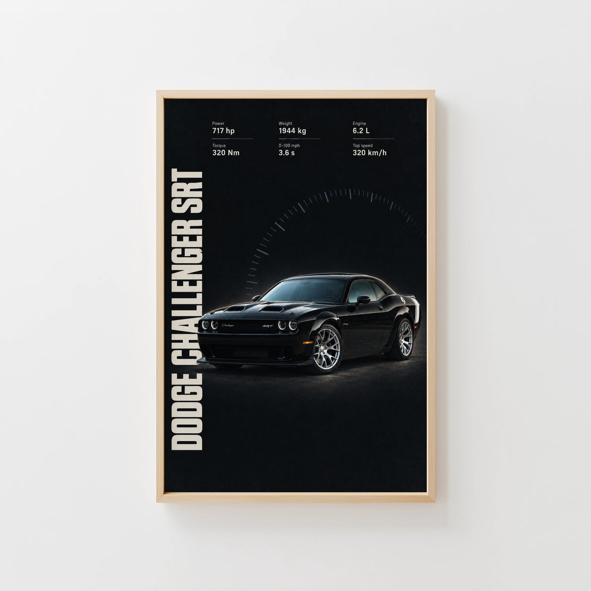 Vintage Dodge Challenger SRT Print, Muscle Car Art