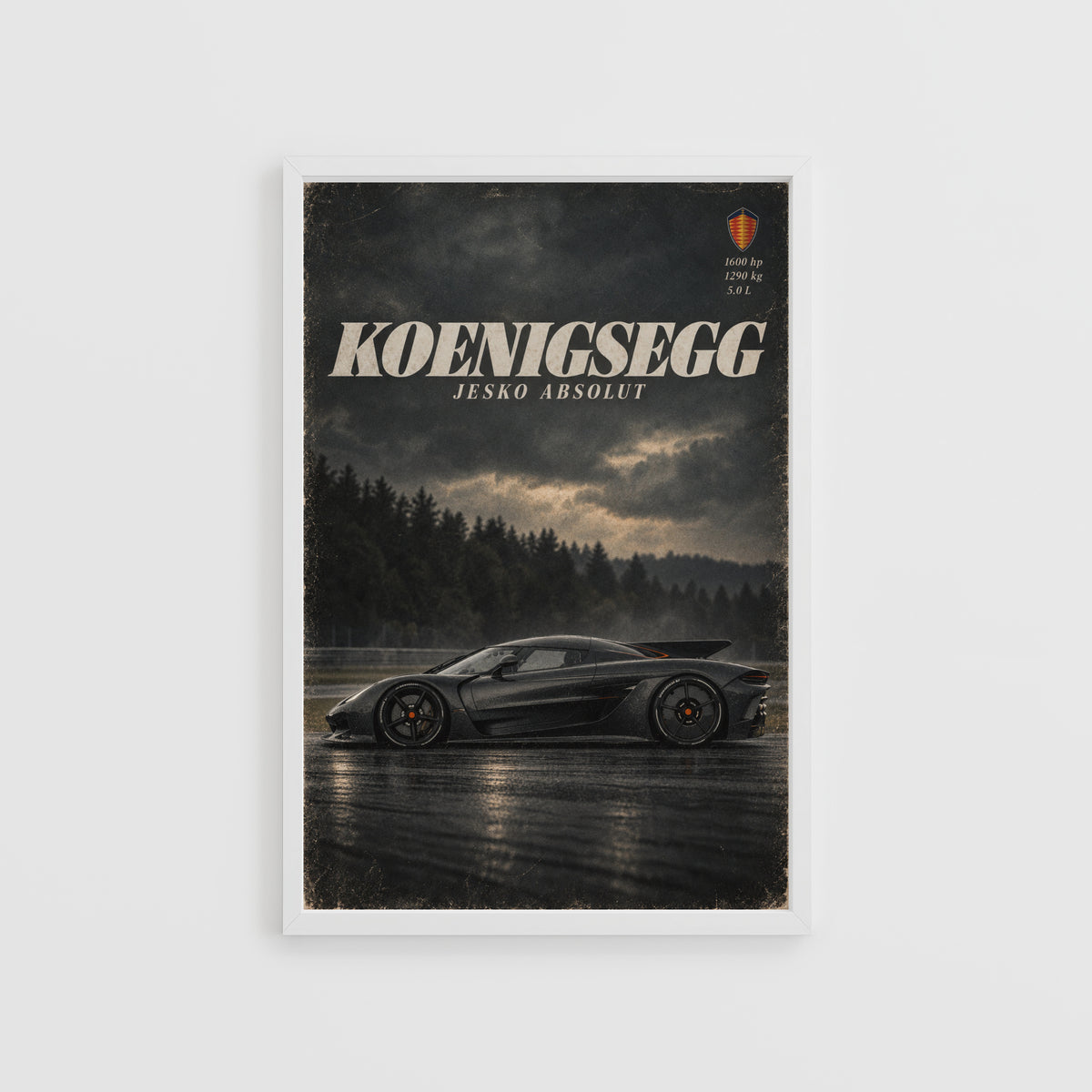 Vintage Koenigsegg Jesko Absolut Print, Hypercar