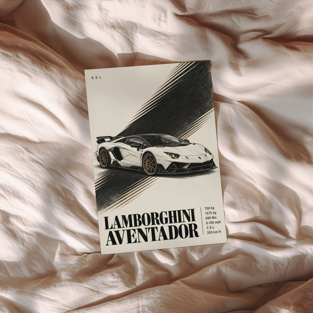 Vintage Lamborghini Aventador Print, Supercar Poster