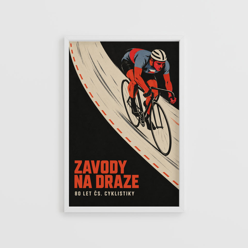 Vintage Track Cycling Poster, Czech Cyclist Print