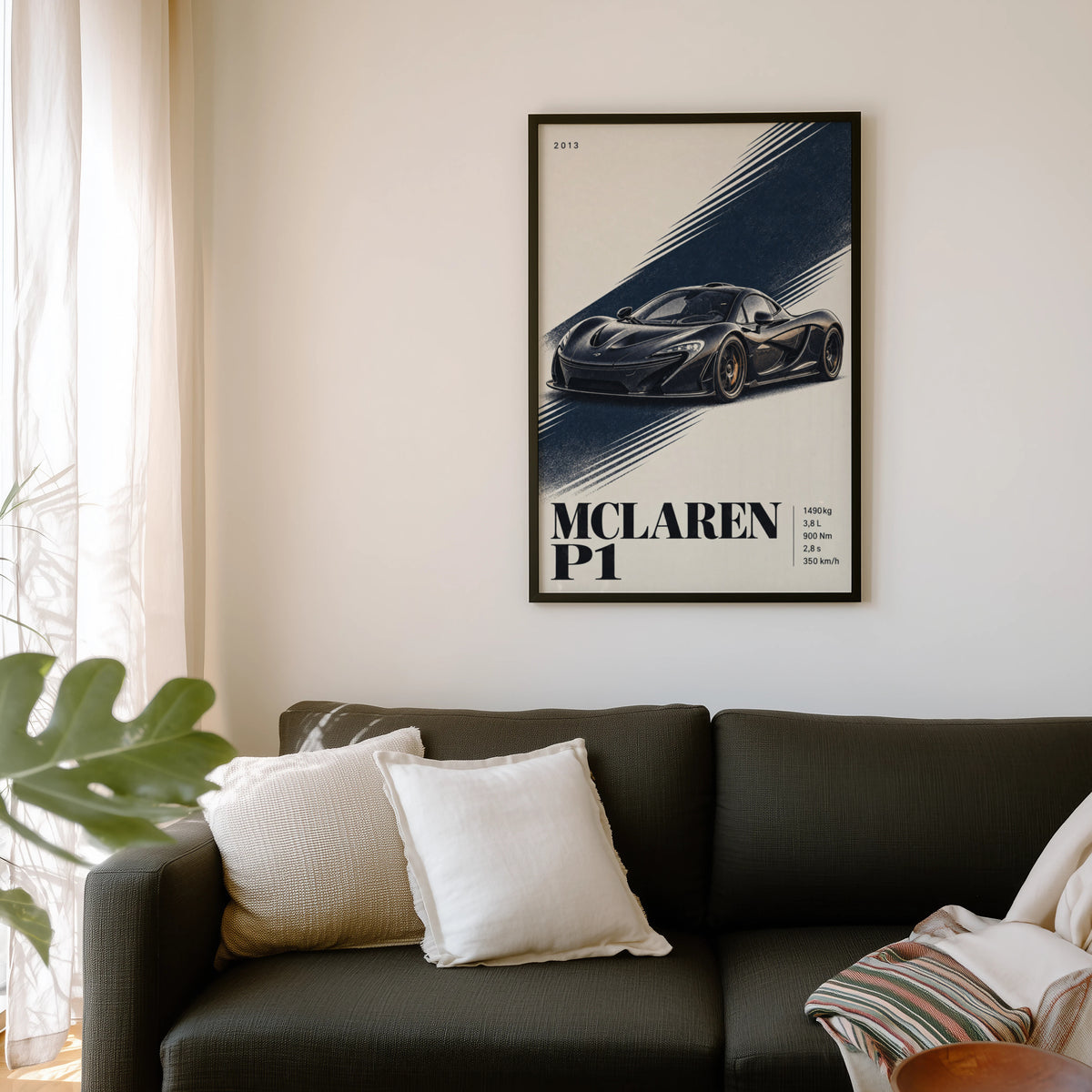 Vintage McLaren P1 Print, Supercar Wall Art