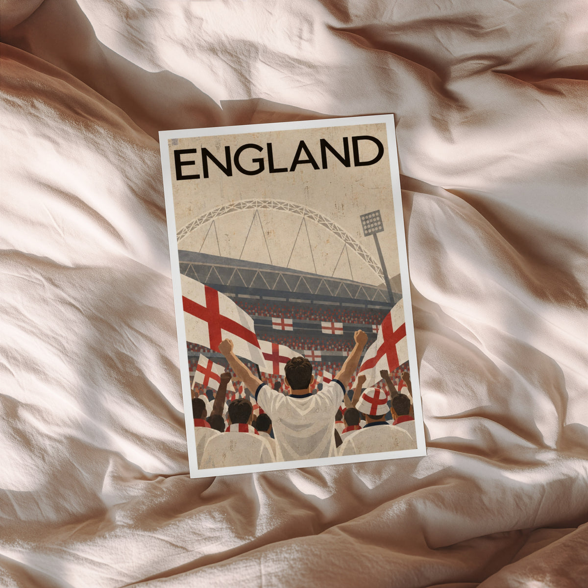 Vintage England Football Poster, Wembley Wall Art, Print
