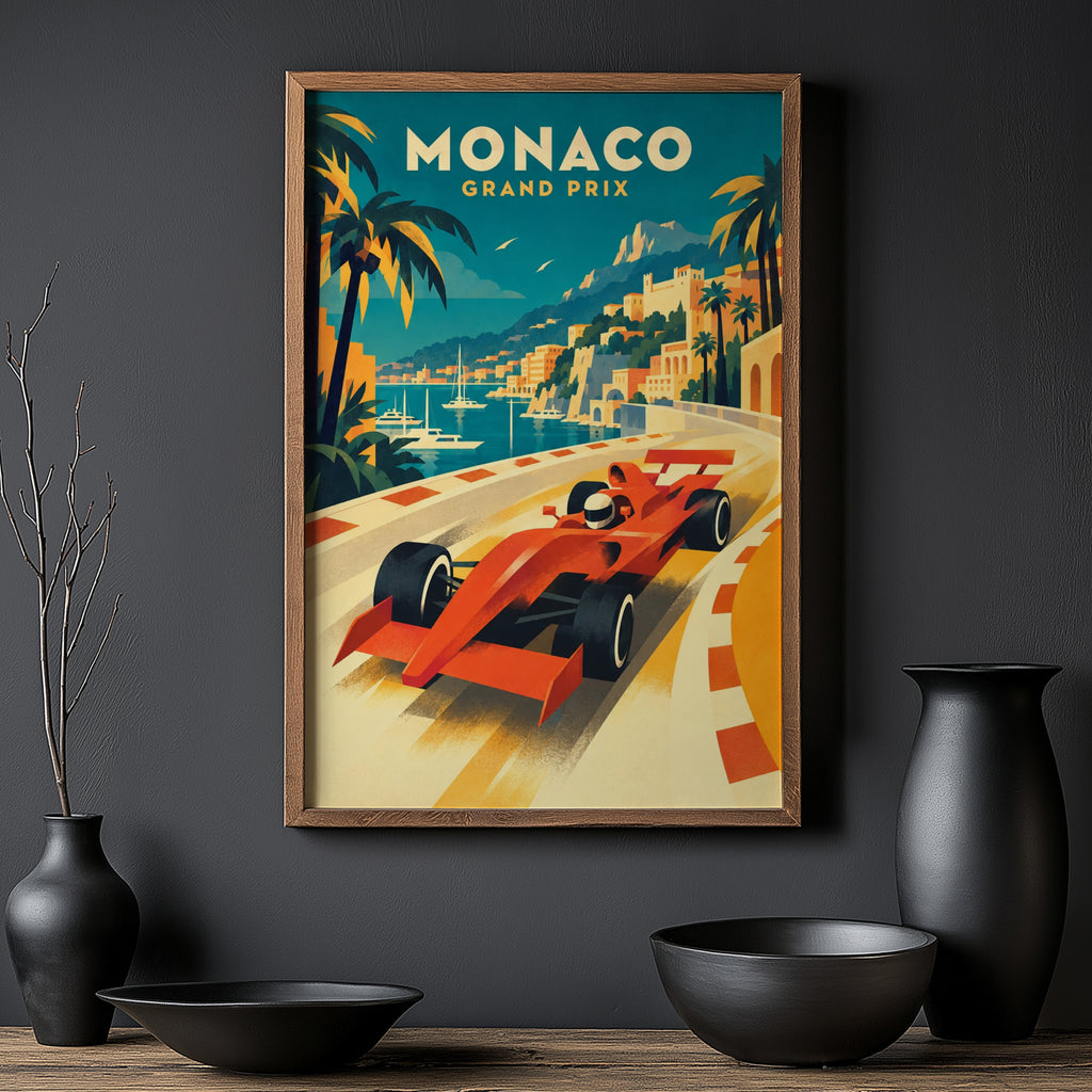 Vintage Monaco Grand Prix Poster, Racing Wall Art, Print