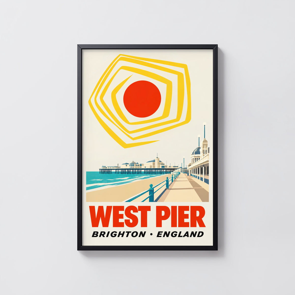 Vintage West Pier Brighton Poster, Seaside Wall Art Print