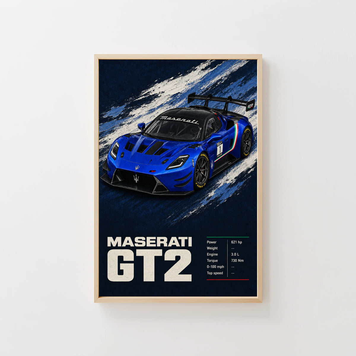 Vintage Maserati GT2 Print, Race Car Wall Art