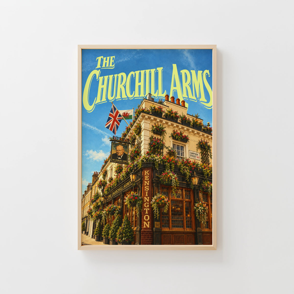 Vintage Churchill Arms Kensington London Poster, Pub Print