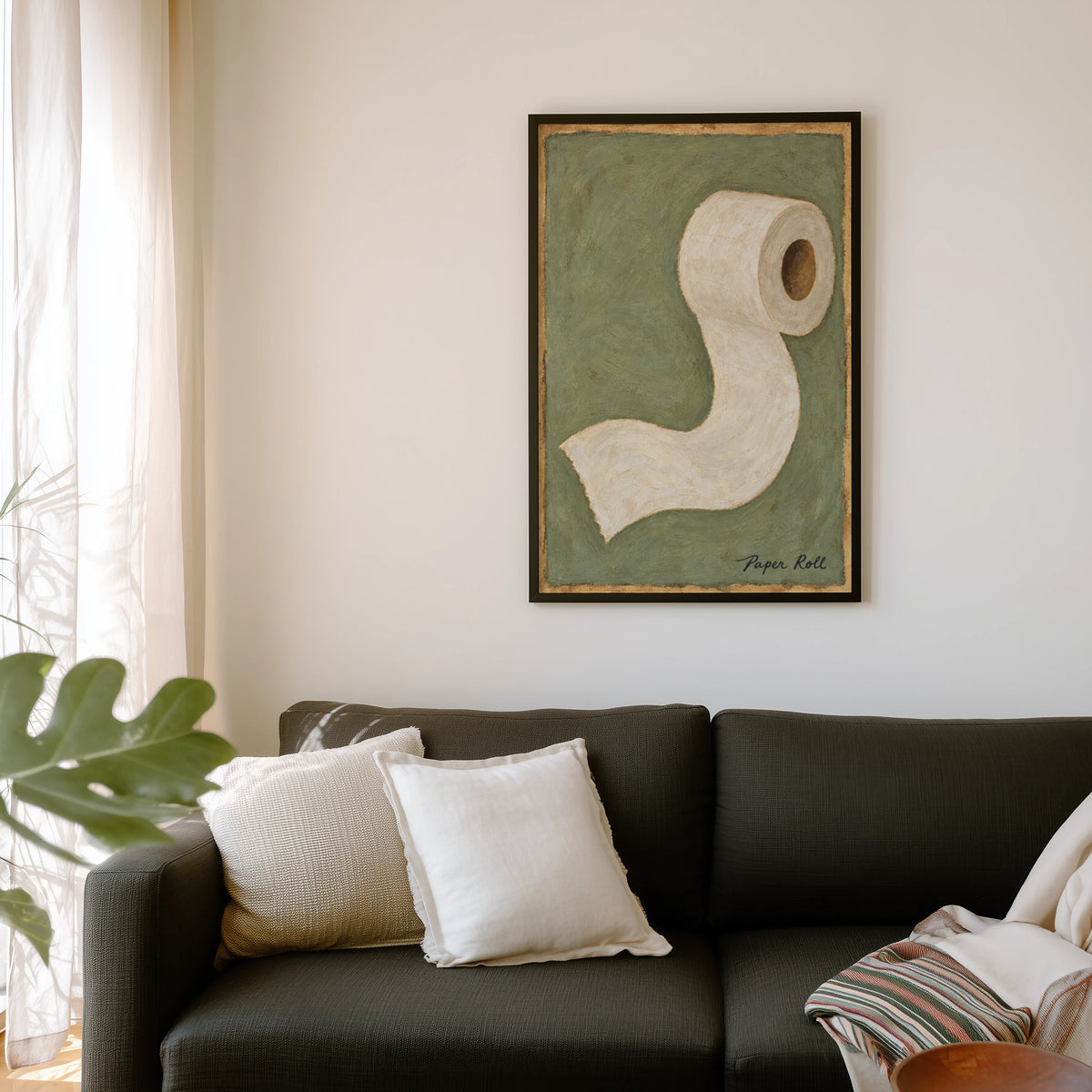 Vintage Toilet Roll Print and Poster, Sage Green Art