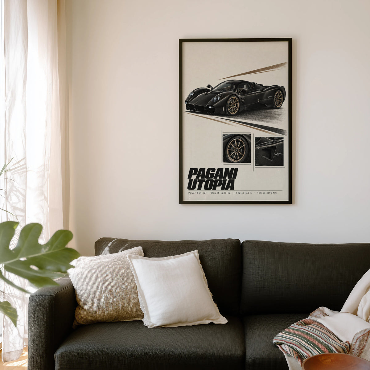 Vintage Pagani Utopia Print, Supercar Wall Art