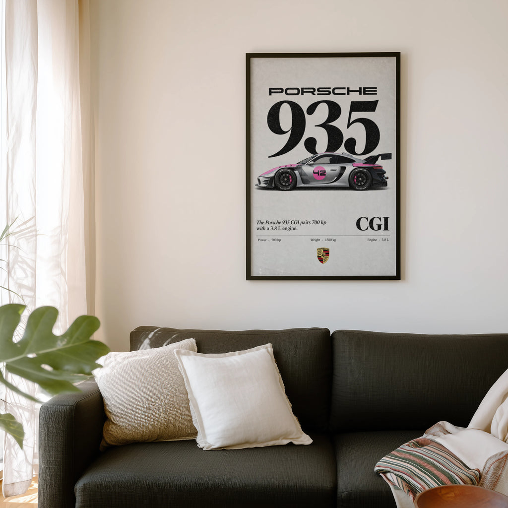 Vintage Porsche 935 Print, Racing Car Wall Art