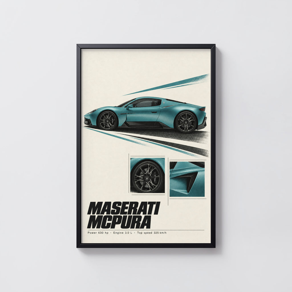 Vintage Maserati MCPura Print, Car Wall Art