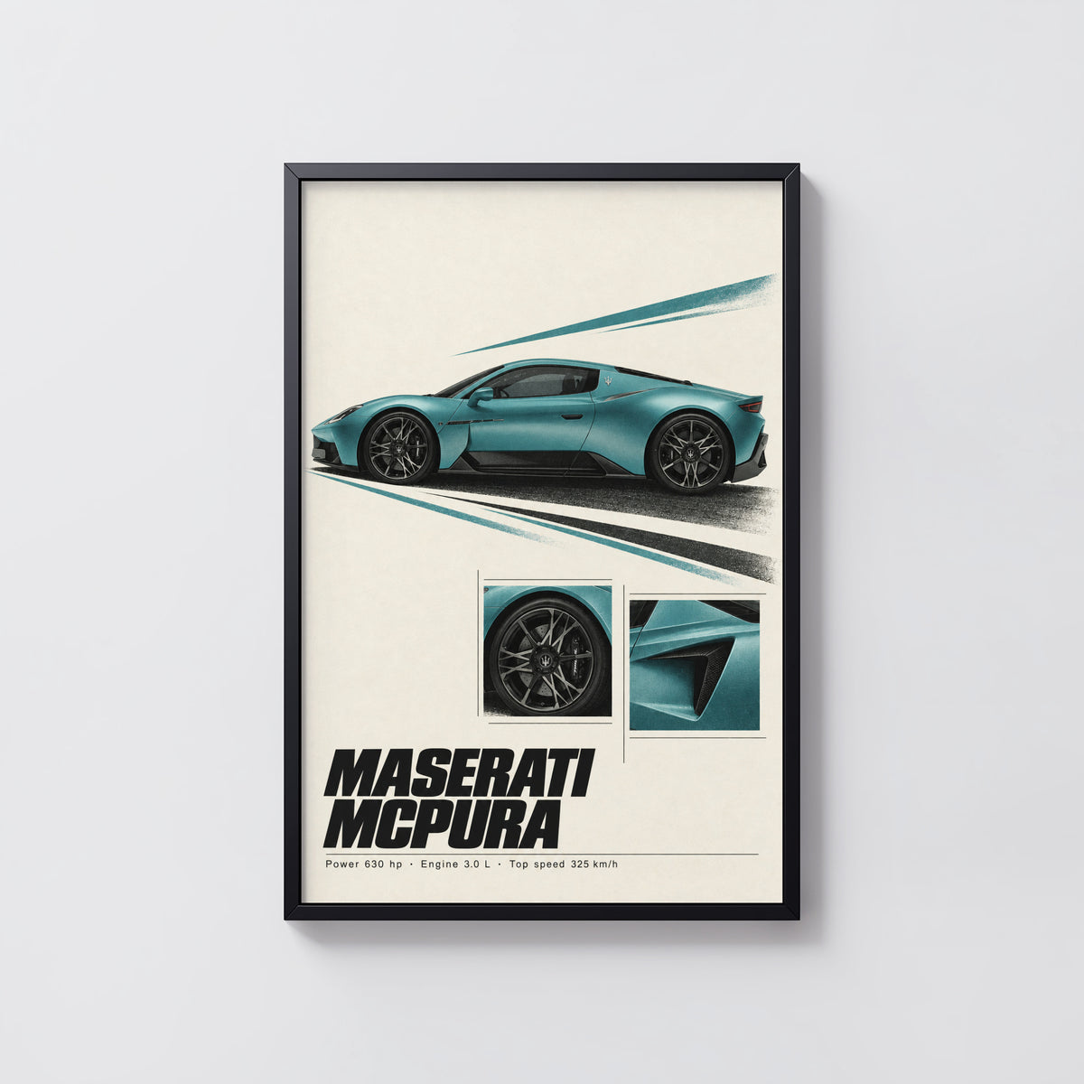Vintage Maserati MCPura Print, Car Wall Art