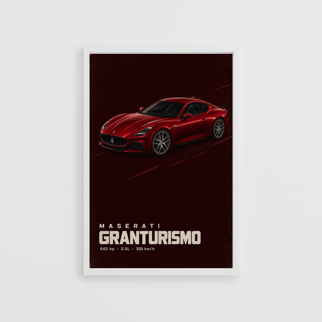 Vintage Maserati GranTurismo Print, Red Car Art