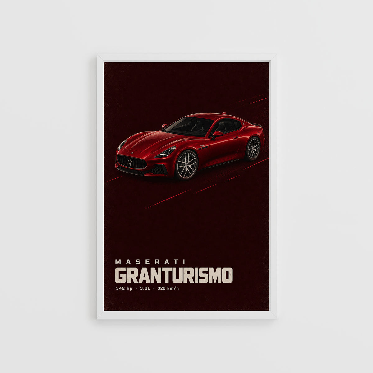 Vintage Maserati GranTurismo Print, Red Car Art