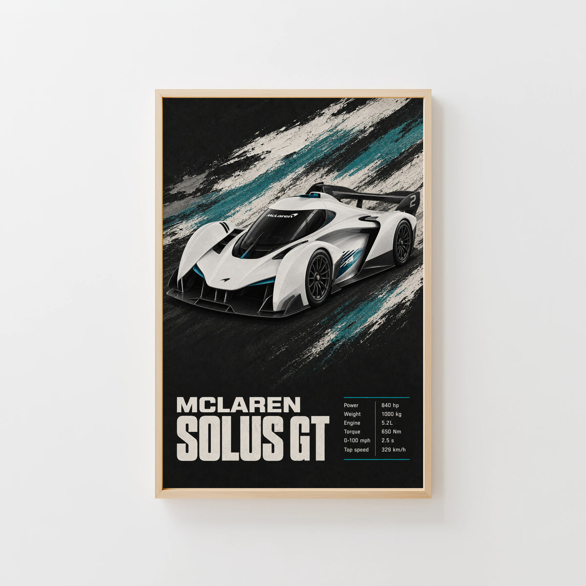 Vintage McLaren Solus GT Print, Car Wall Art