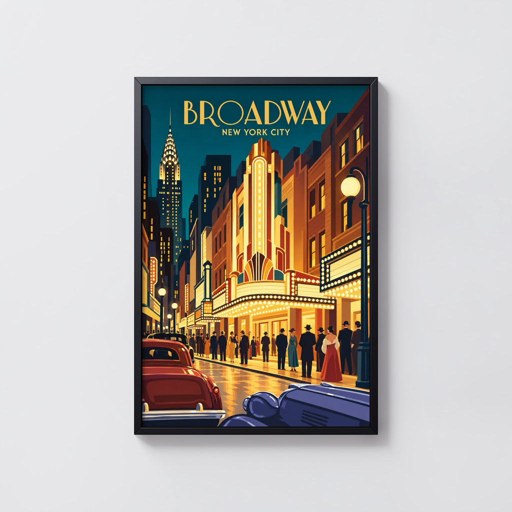 Vintage Broadway New York Poster, Art Deco Wall Art, Print