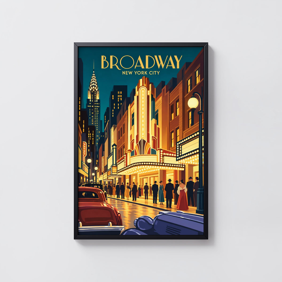 Vintage Broadway New York Poster, Art Deco Wall Art, Print