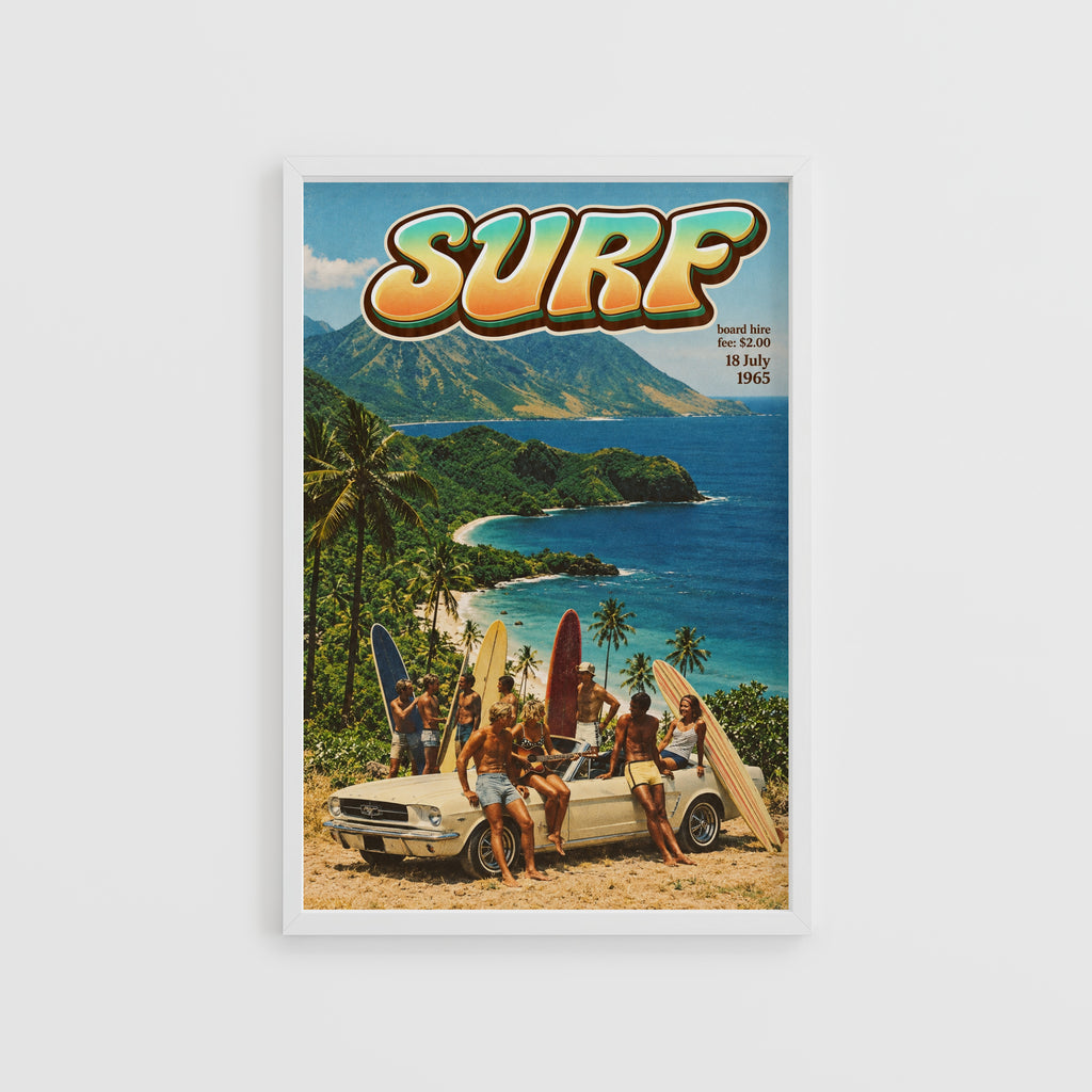 Vintage Surf Print and Poster, Retro Beach Wall Art