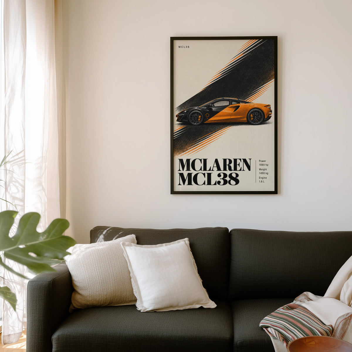Vintage McLaren MCL38 Print, Supercar Wall Art