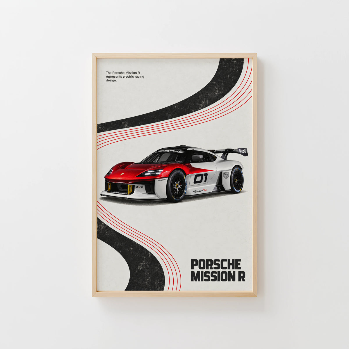 Vintage Porsche Mission R Print, Racing Car Art