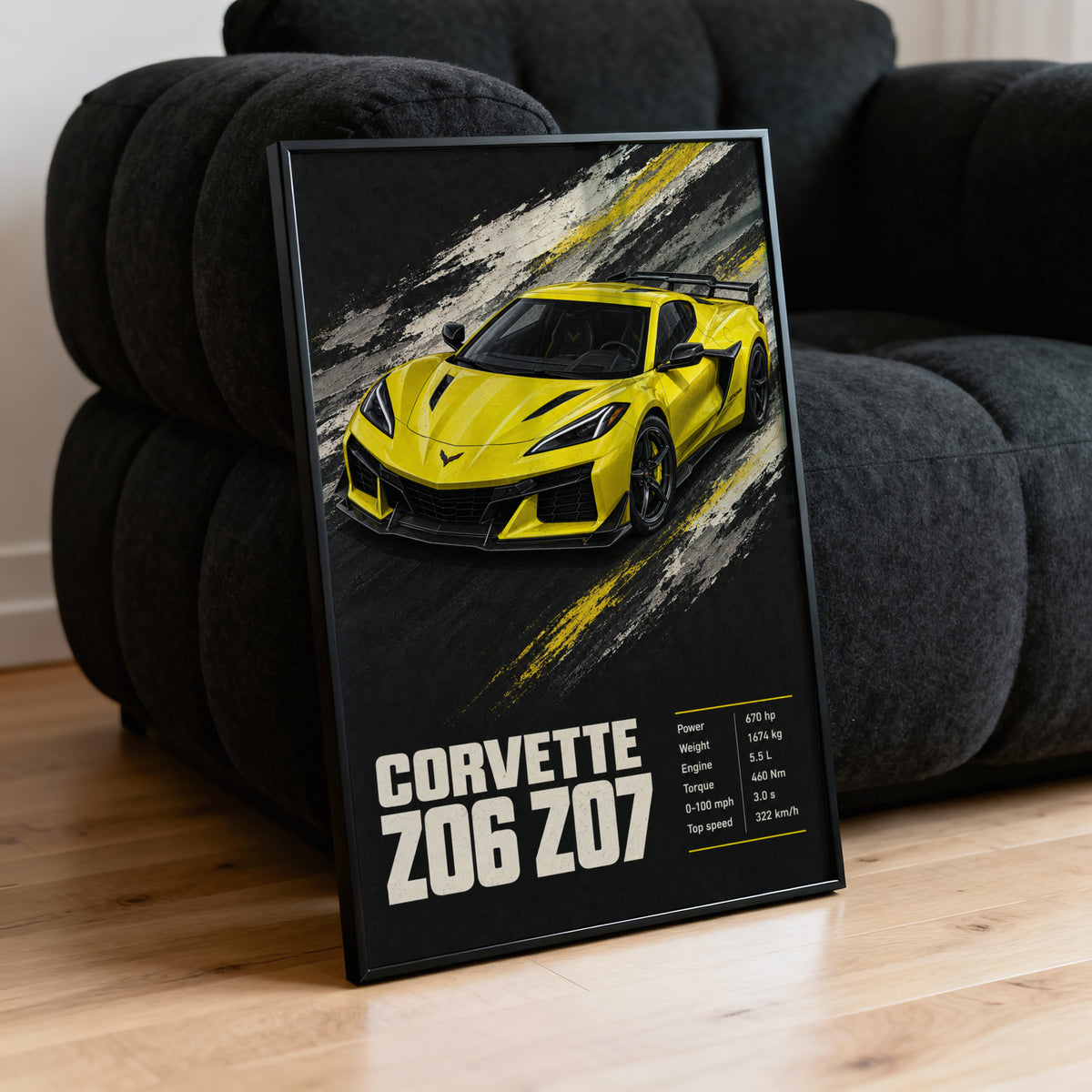 Vintage Corvette Z06 Print, Car Poster, Supercar Wall Art