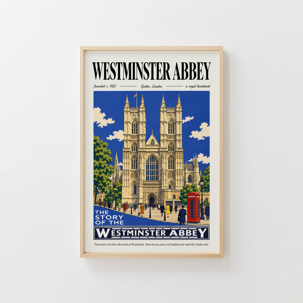 Vintage Westminster Abbey Poster, London Wall Art, Print