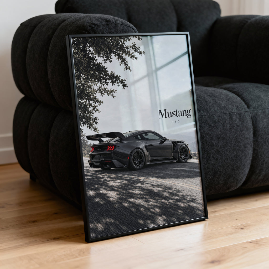 Vintage Mustang GTD Car Print, Garage Wall Art