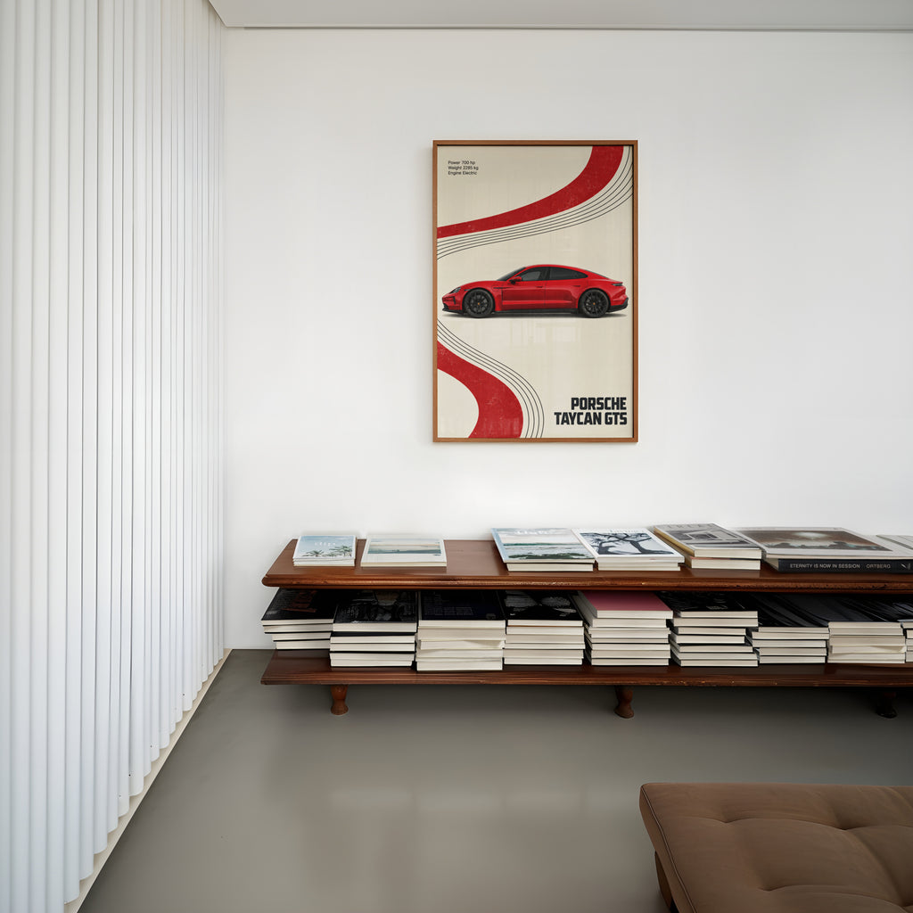 Vintage Porsche Taycan GTS Print, Car Poster