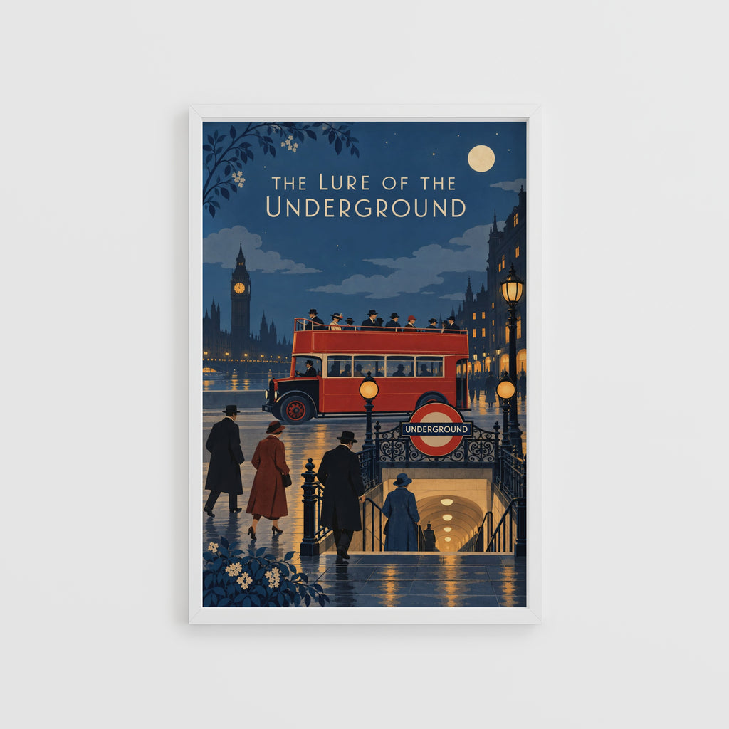 Vintage London Underground Poster, Night Bus Print