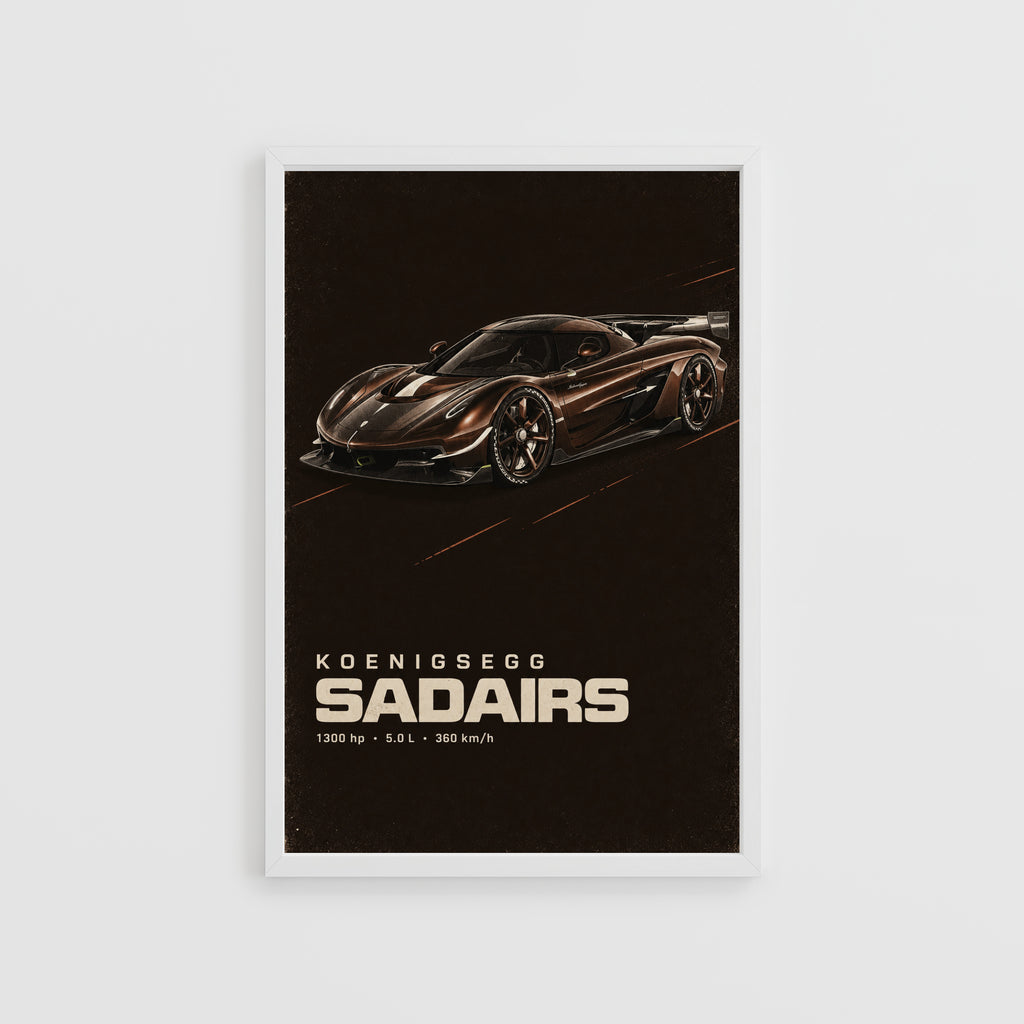Vintage Koenigsegg Print, Hypercar Wall Art