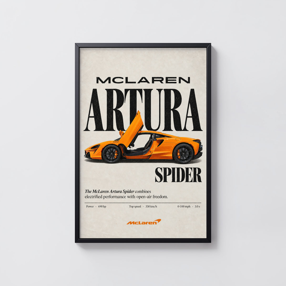 Vintage McLaren Artura Spider Print, Supercar Art