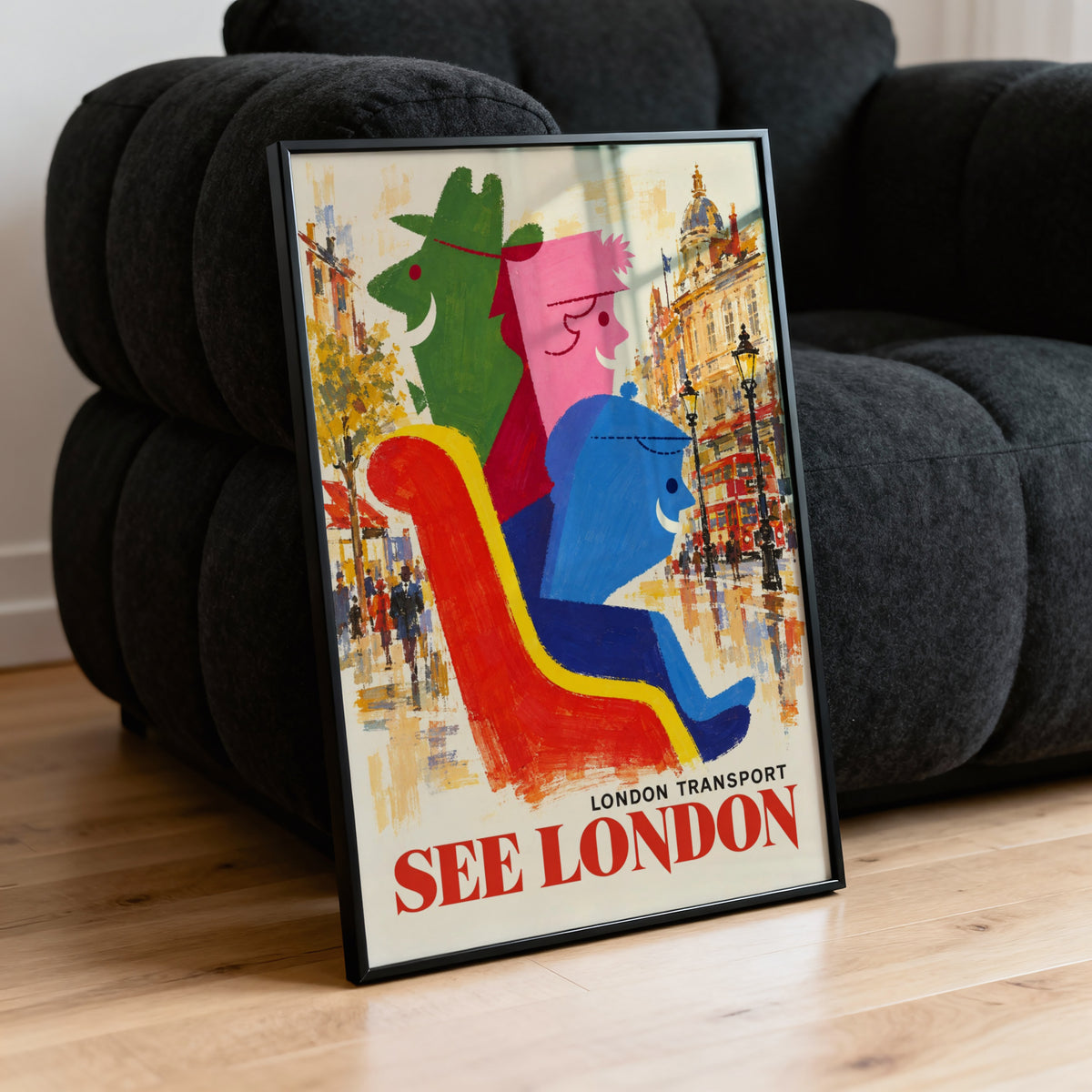 Vintage London Poster, See London Print, Retro Wall Art