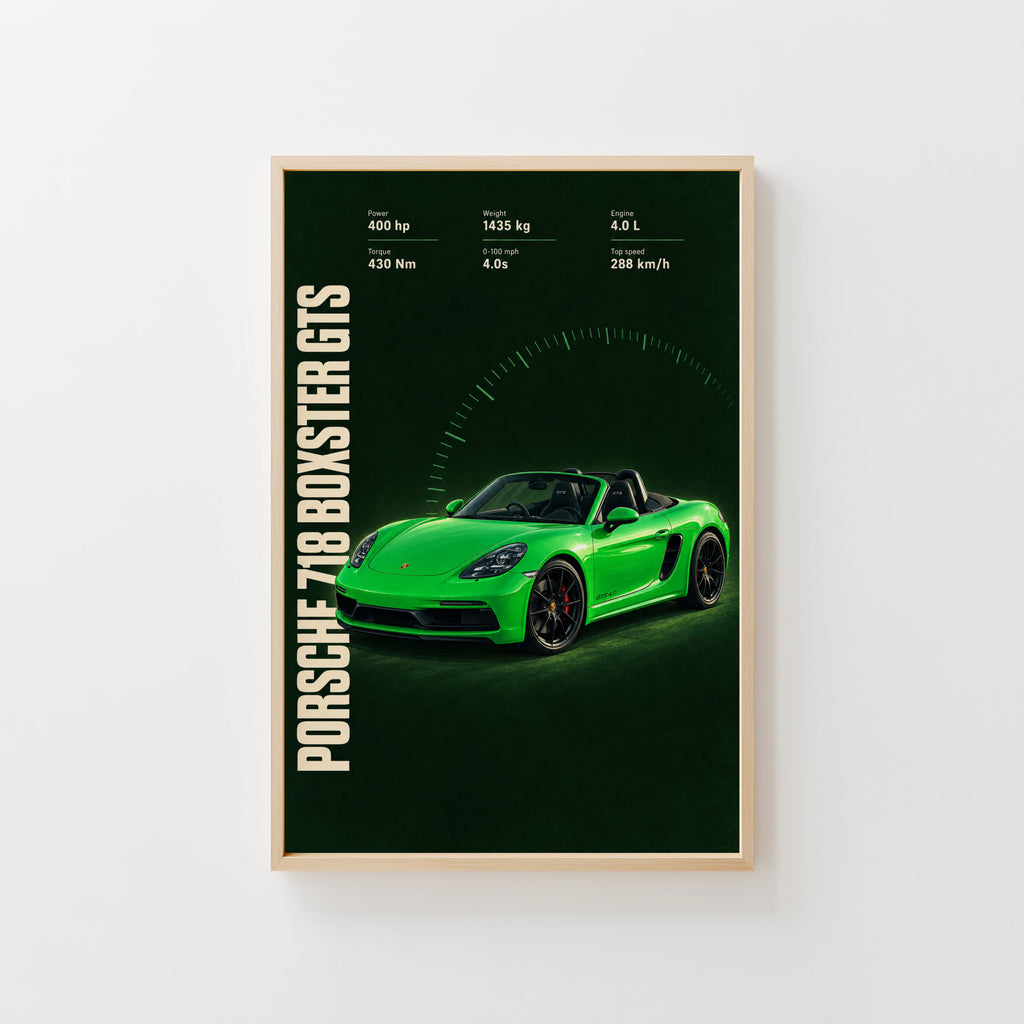 Vintage Porsche 718 Boxster GTS Print, Car Wall Art