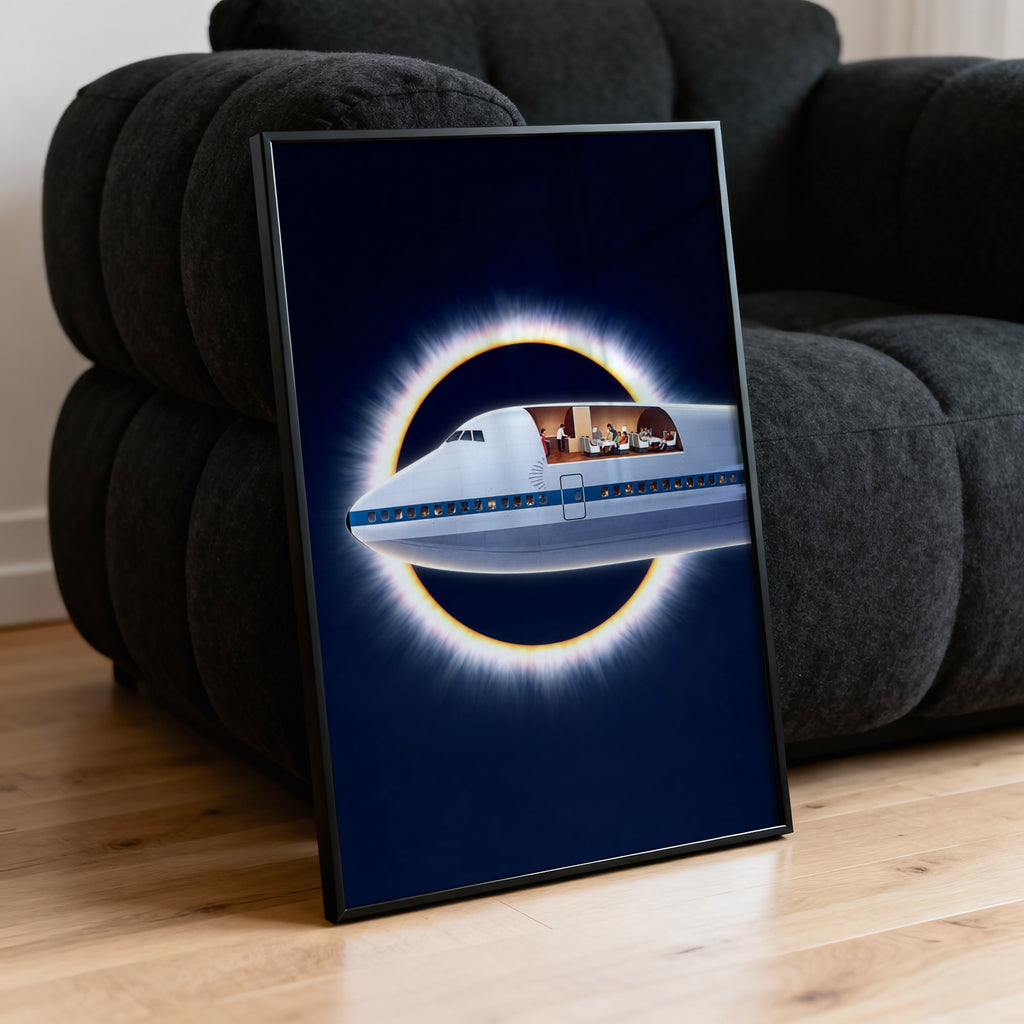 Vintage Jumbo Jet Poster, Eclipse Wall Art, Airline Print