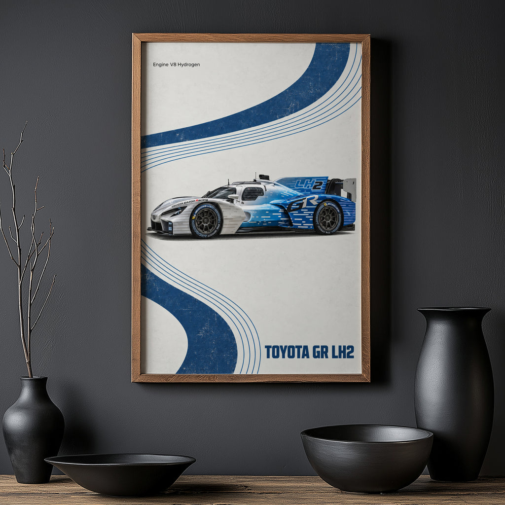 Vintage Toyota GR LH2 Print, Hydrogen Race Car Art